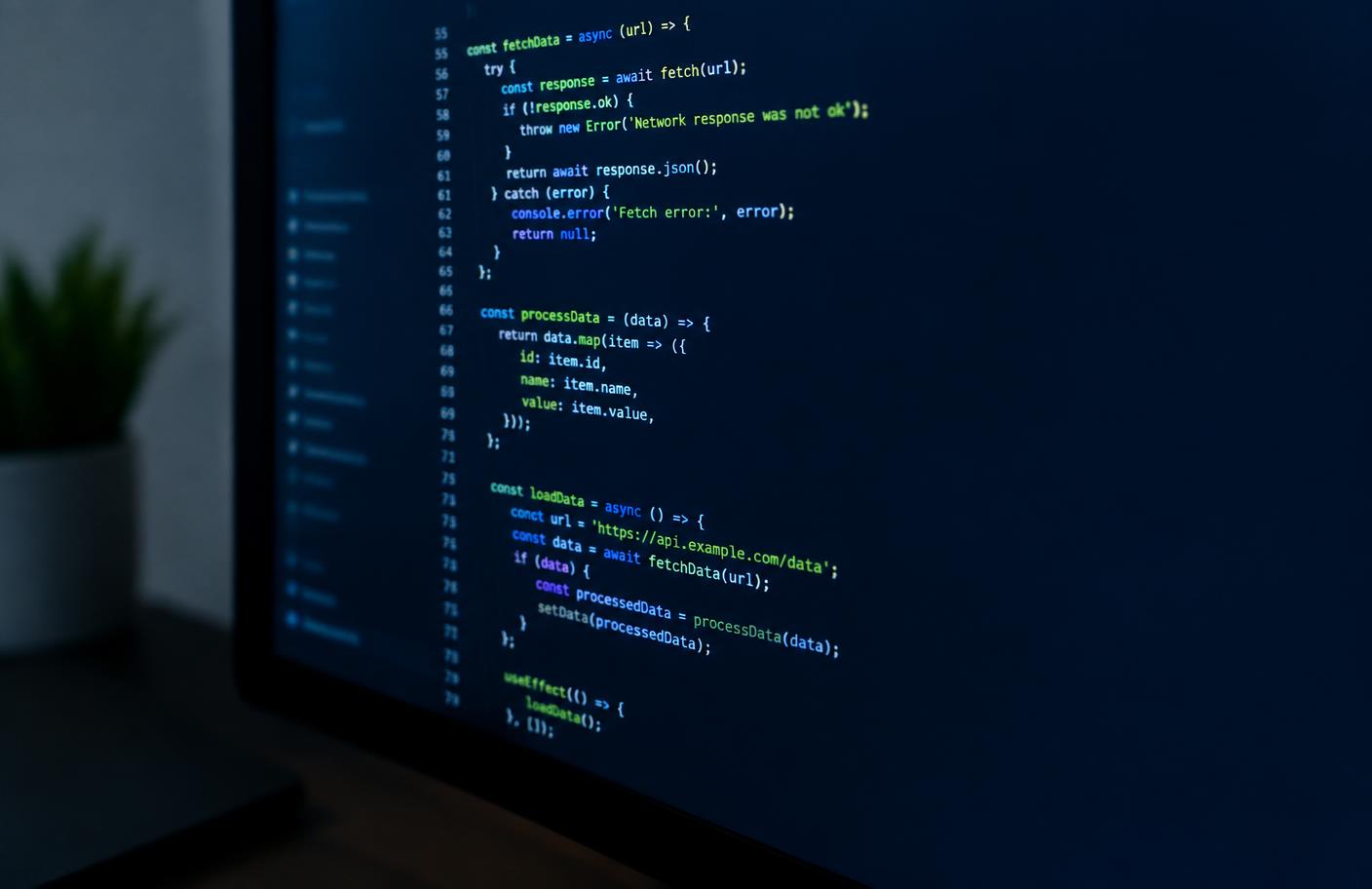 Code on a screen in a quiet development workspace